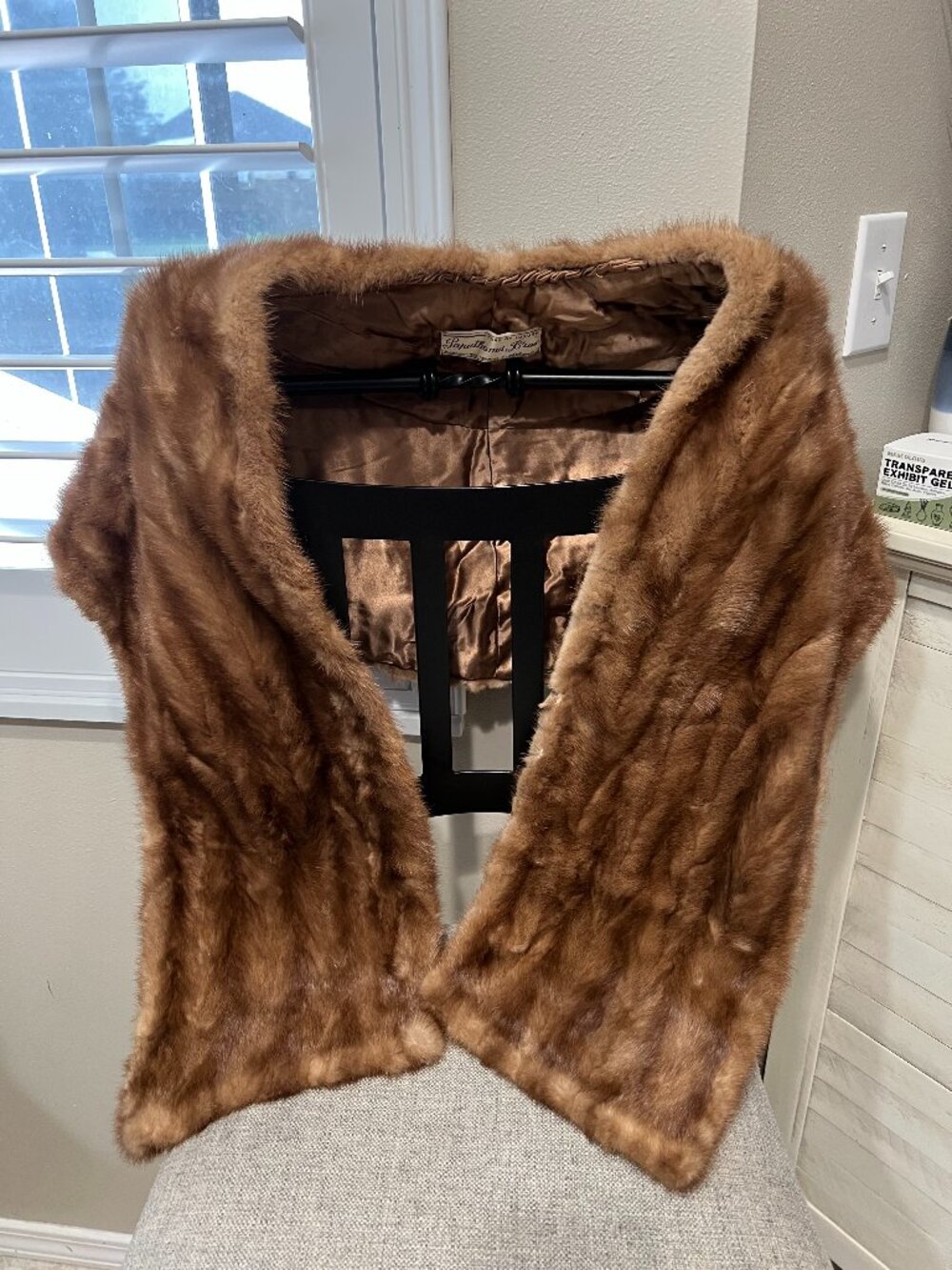 Vintage Papathoma Bros Athens Mink Fur Stole Wrap Brown Real Fur As Is